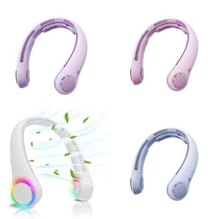 Mini ventilateur de cou portable sans lame,, rechargeable  (couleur aléatoire)