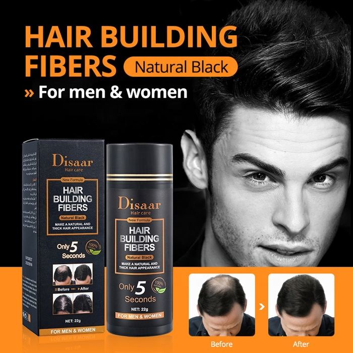 Fibres capillaires densifiantes : en 5 secondes Pour cheveux gris, noirs et clairsemés (NOIR)