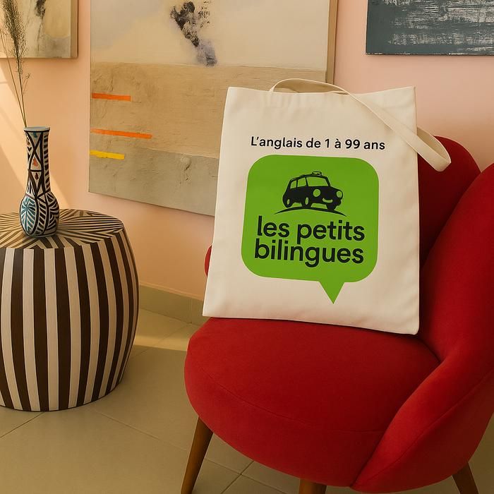 Sac en toile écologique avec impression Les Petits Bilingues – Pratique et tendance pour vos courses