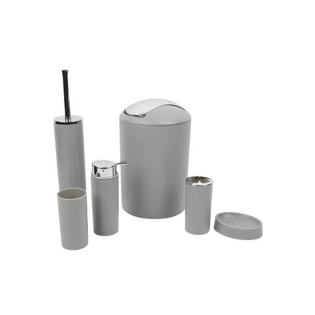SET ACCESSOIRES SALLE DE BAIN 6 PCS GRIS UNI