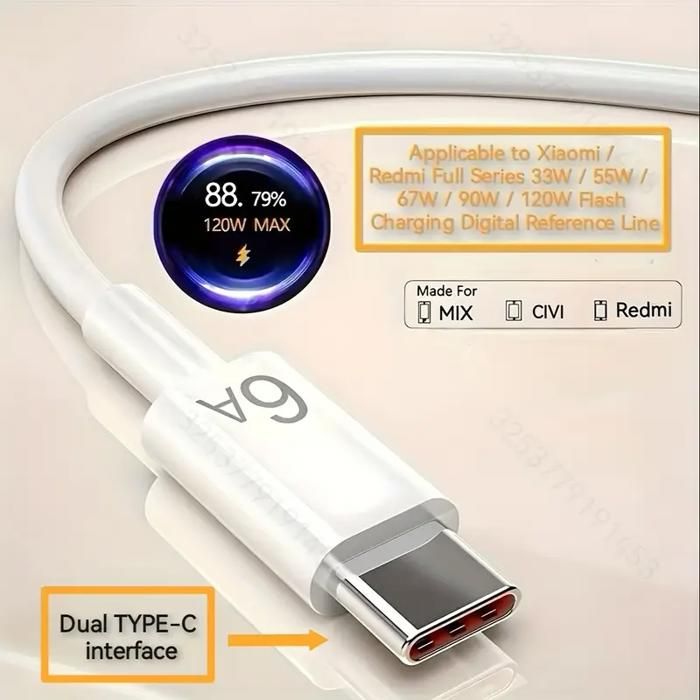 1M-1,80m, câble de charge rapide 120W MAX USB Type C 2.0, compatible avec les séries Xiaomi/Redmi,