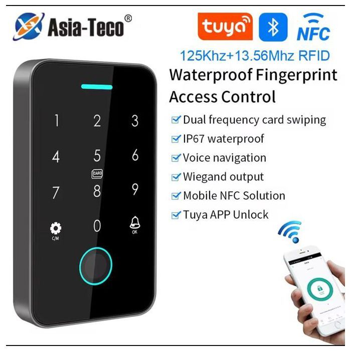 Contrôle d'accès Empreinte,NFC, Double RFID 125Khz + 13.56MHz NFC , empreinte digitale IP67 biométrique étanche avec passerelle