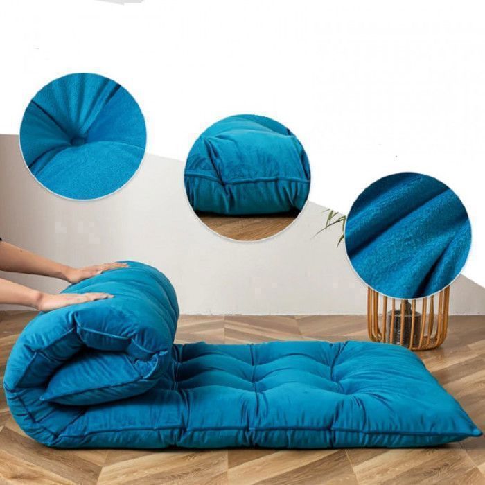 Matelas de sol - Velours - Bleu - 170x70x13 cm - Confort exceptionnel - Élégance chic