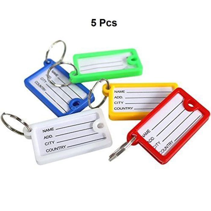 Portes clés colorés avec ID étiquette - Pack de 5 PCS, Pour hotel et maison