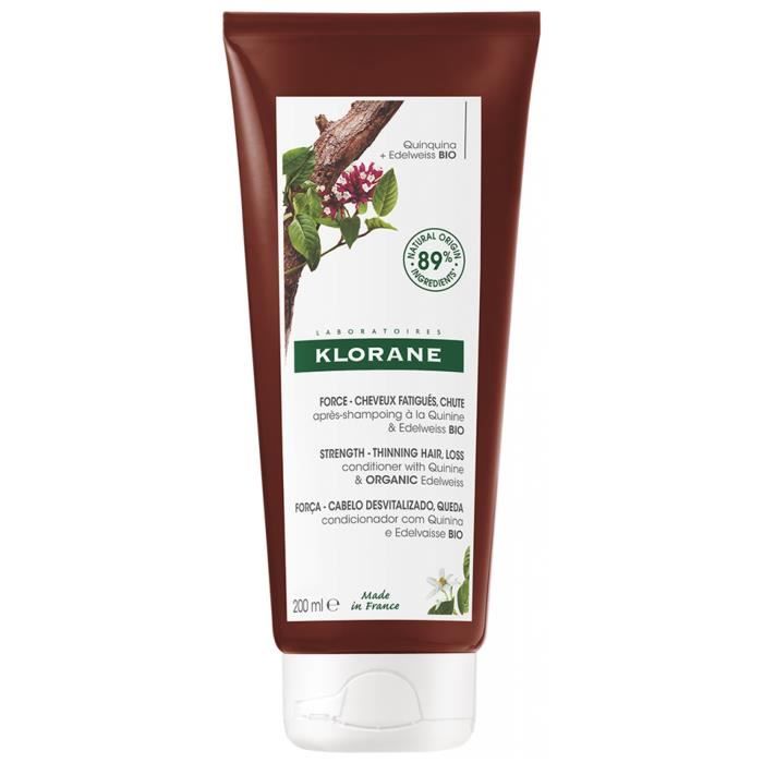Après-Shampoing - KLORANE - Quinine et Edelweiss Bio - 200 ml - Anti-chute - Cuir chevelu irrité
