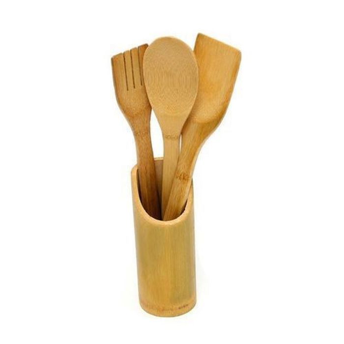 5 pièces Cuillère de cuisine en bois pour repas à domicile avec seau