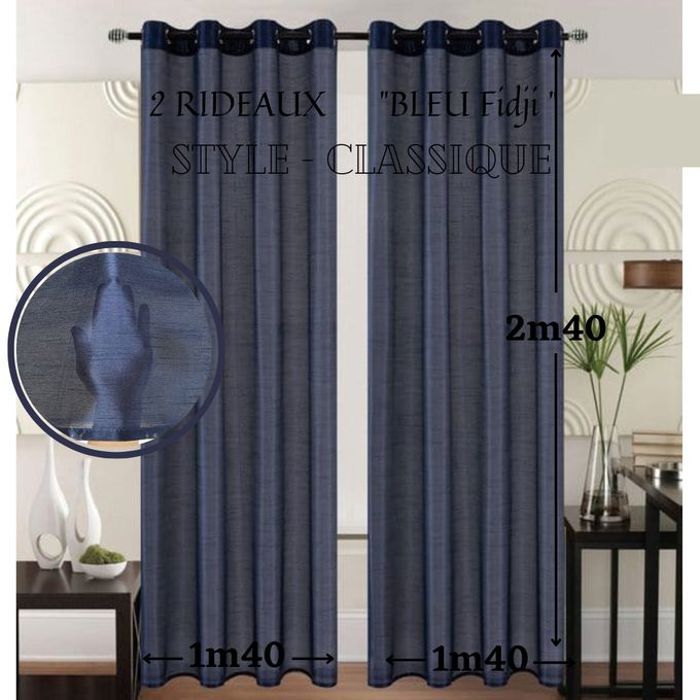 Rideaux Contemporains Bleu Fidji - 2 Panneaux 140x240cm - Classiques & Élégants