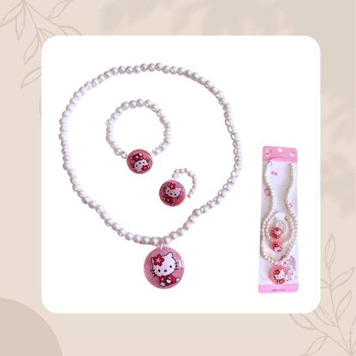 Ensemble Trio - Hello Kitty - Blanc - Bijou en acier inoxydable - Pour femme - Pour enfant