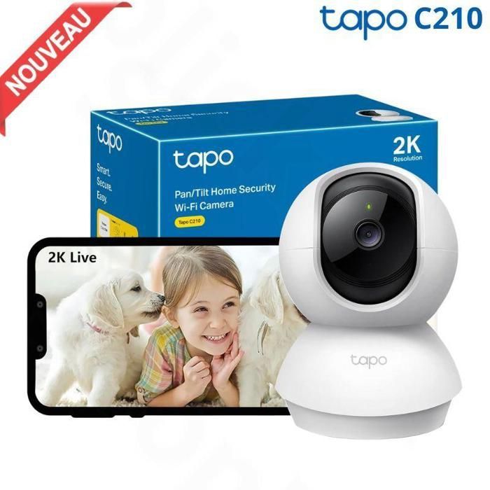 TPLink Caméra de surveillance WiFi 3MP Full HD TAPO C210 panoramique et inclinable