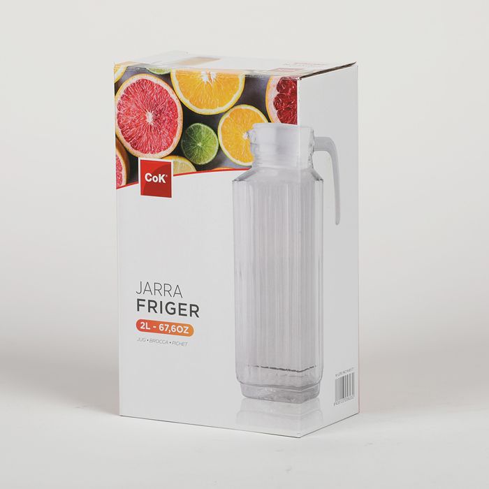 Grande carafe transparente avec couvercle contenu de 2 L