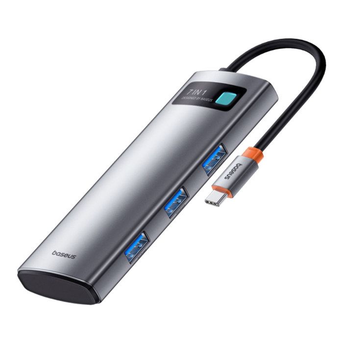 Hub USB-C - BASEUS - Metal Gleam - HDMI 4K à 60 Hz - 3 x USB - Gris sidéral
