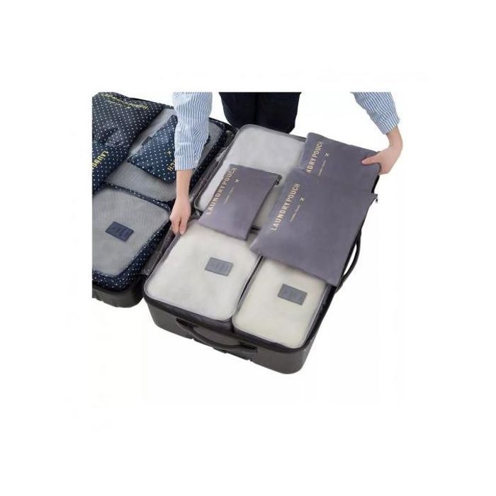 Ensemble 6 Pièces d'Organiseurs de Bagages - Gris