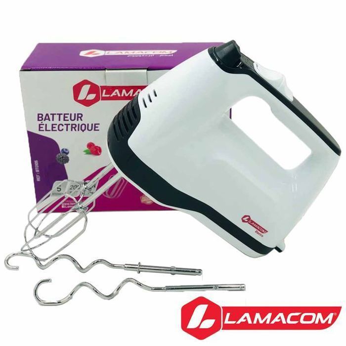 Batteur Électrique - LAMACOM - 5 Vitesses - 200 Watt - Fonction Turbo - Design Élégant