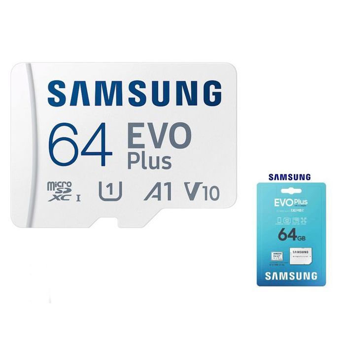 Samsung Carte memoire MicroSD Evo plus 64GB SDXC UHS-I 130MB/s U3 4K Support Dronee-Action Cam