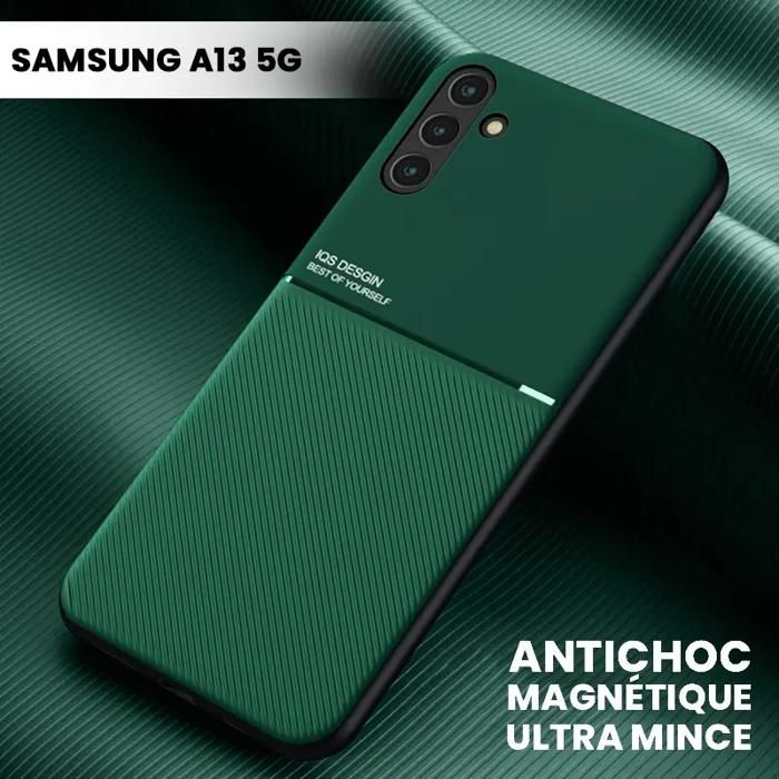 Coque Samsung A13 5G en PU Ultra Mince et Magnétique, Couleur Vert