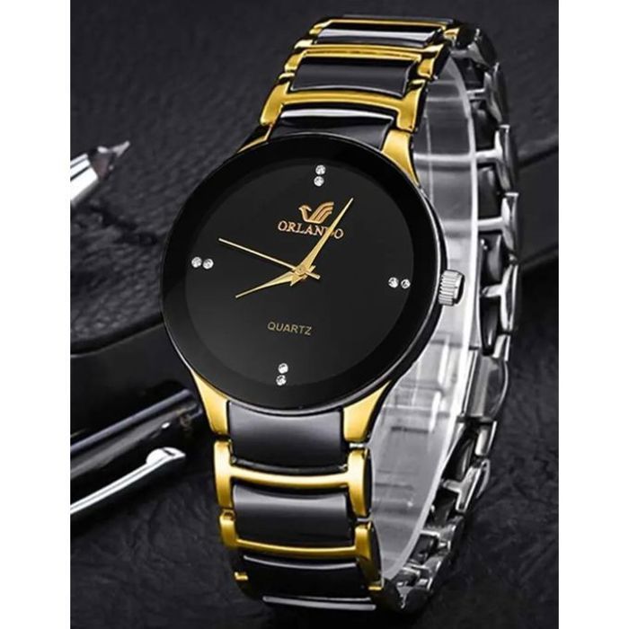 Orlando Montre à quartz, bracelet et collier pour homme, 3 pièces