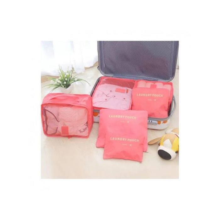 Ensemble de 6 Housses de Vêtements - Rose - Oxford - Organiseur de Bagages
