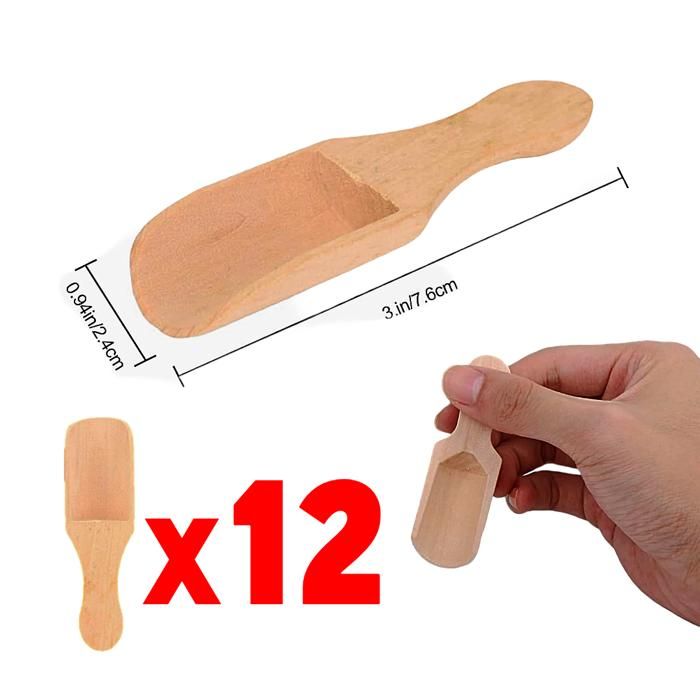 Lot de 12 petites cuillères en bois, mini cuillères à épices en bois, cuillères à farine, ustensiles de cuisine