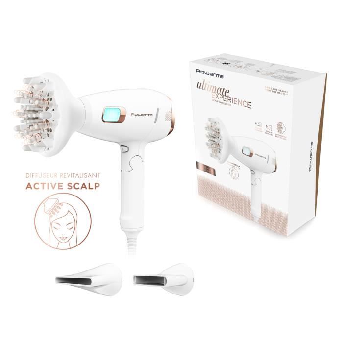 ROWENTA CV9240F0 Scalp Care Ultimate Experience Sèche-cheveux, Cheveux fortifiés volumineux, Massage du cuir chevelu, 3 accessoires