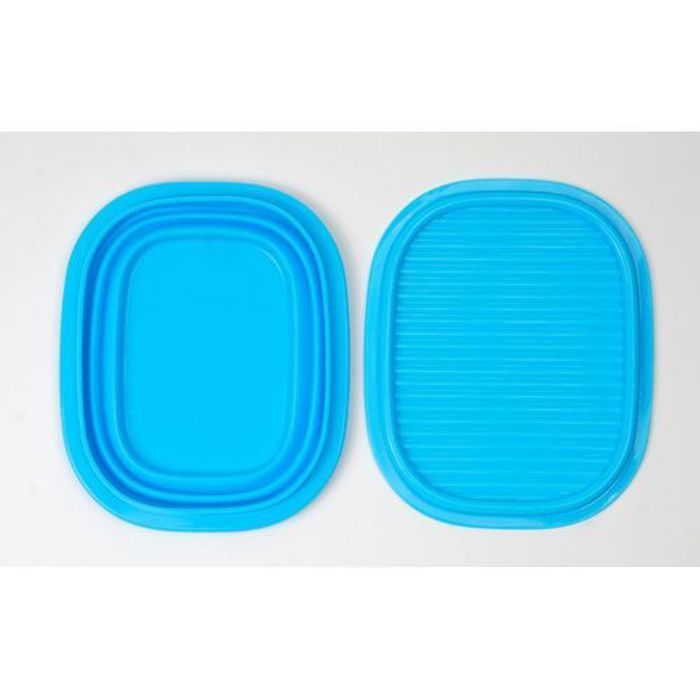 Boite de repas alimentaire pliable en silicone Carrée Bleu