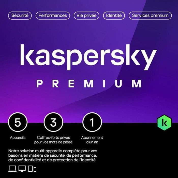 Antivirus Kaspersky Premium 5 Postes 1 An (équivalent à Total Security)