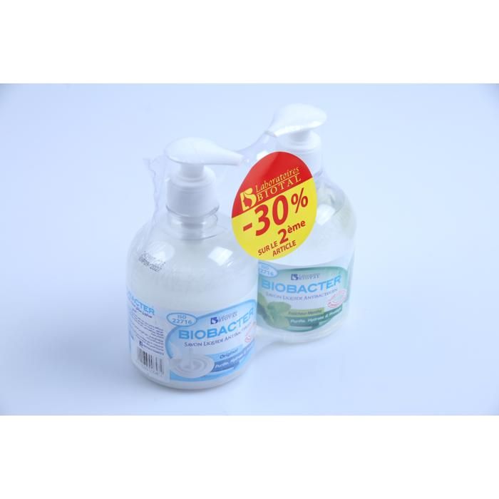 Lot de 2 savons liquides Biobacter menthe + original 500 ml