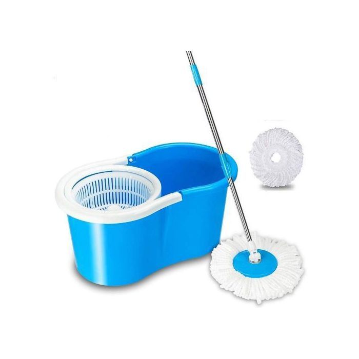 Nouveau "Tornado Mop" Tornade  Magique Serpillère avec Seau Essoreur Double Bac 8L (2 x 4 L) et 2 Têtes Microfibres