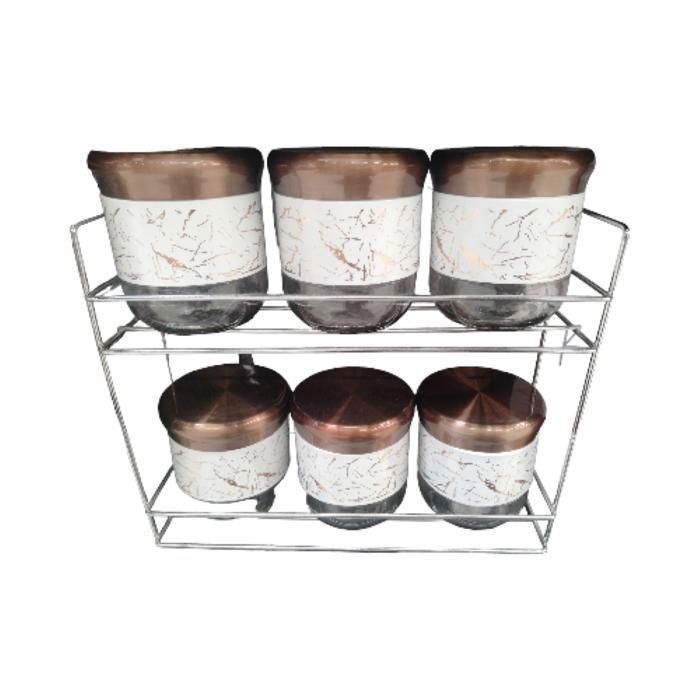 Pots à épices - GENERIC - 6 Pots en verre - Effet marbre - 370ml - Couleur Noir