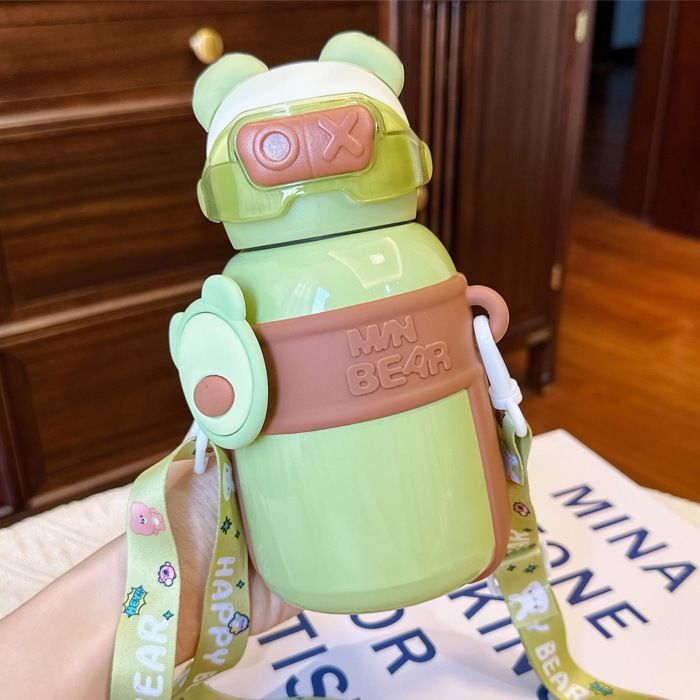 bouteille thermos pour enfants avec paille à double usage, gobelets à eau,  pour élèves de maternelle et primaire garçon et fille