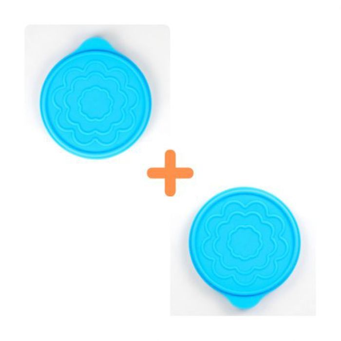 Pack 2 Boîtes Repas Pliables Ronde Bleue + 3 Couvercles Offerts en Silicone
