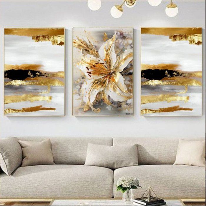 Tableau - JIDAR DECO - Fleur Abstract - Impression HD - 3 Morceaux - 120x70 cm