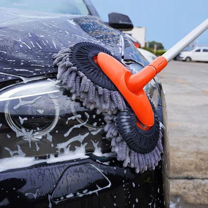 Brosse de Lavage de Voiture Innovante Double Têtes Rotatives, Manche Long