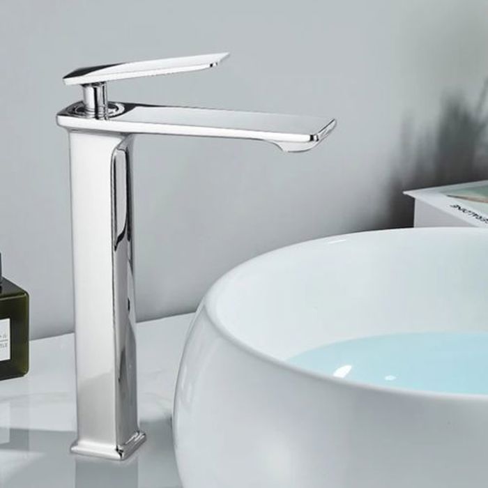 Mitigeur de Lavabo - Chromé - Robinet Haut - Monotrou - Alliage de Zinc - Laiton