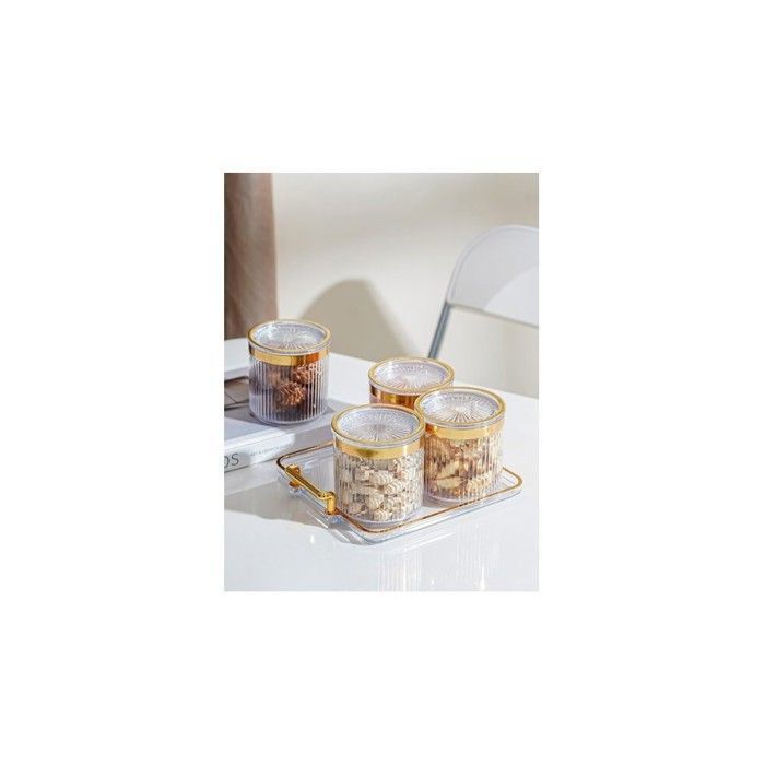 Boîte hermétique - Apportez élégance - Acrylique rayé doré - Rangement intérieur - Style chic - Mixte