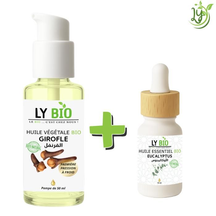 LYBIO PACK HUILE GIROFLE 50ML - POMPE + HUILE ESSENTIEL EUCALYPTUS 10ML