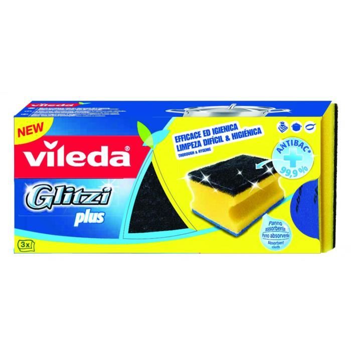 Vileda 139787, Noir, Bleu, Jaune, Rectangulaire, Fibre, Lavage à la main, Monotone, Allemagne