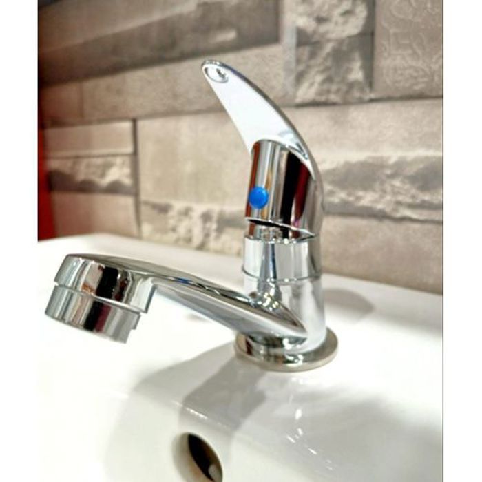 Robinet de Lavabo - Moderne - Chrome - Eau Froide - Valves en Céramique - Gris