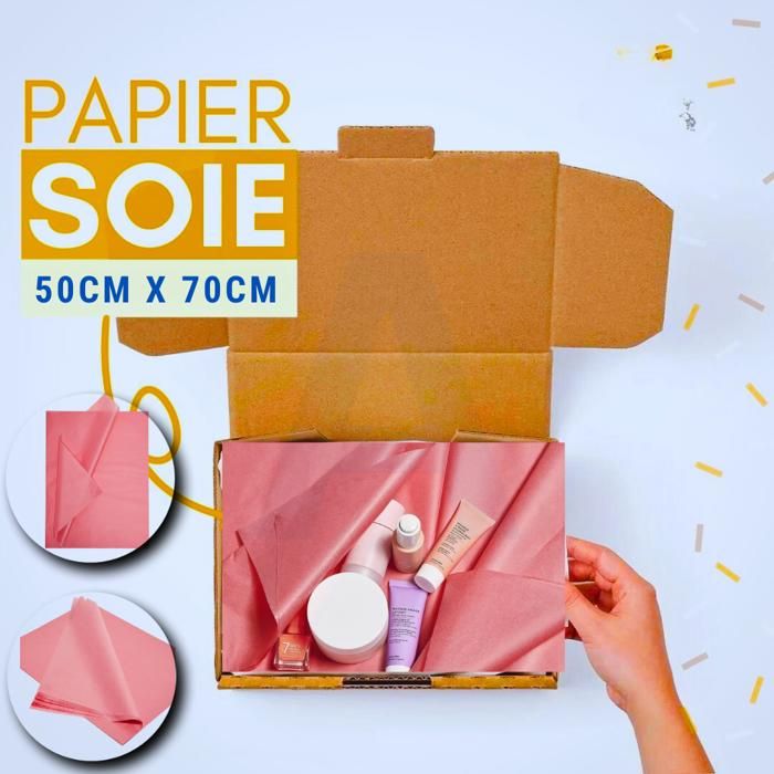 25 feuilles papier de SOIE Rose 51x70CM