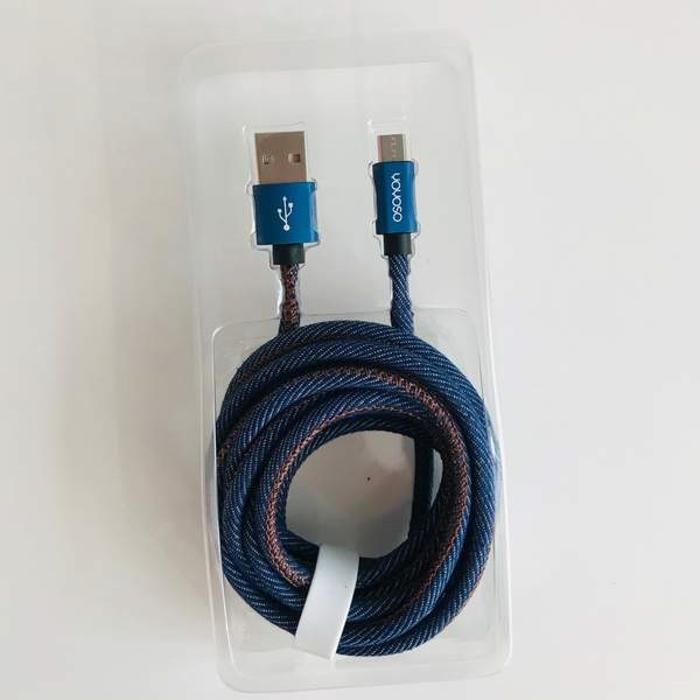 YOYOSO - Câble de données Android tricoté en denim de 2 m - BLEU