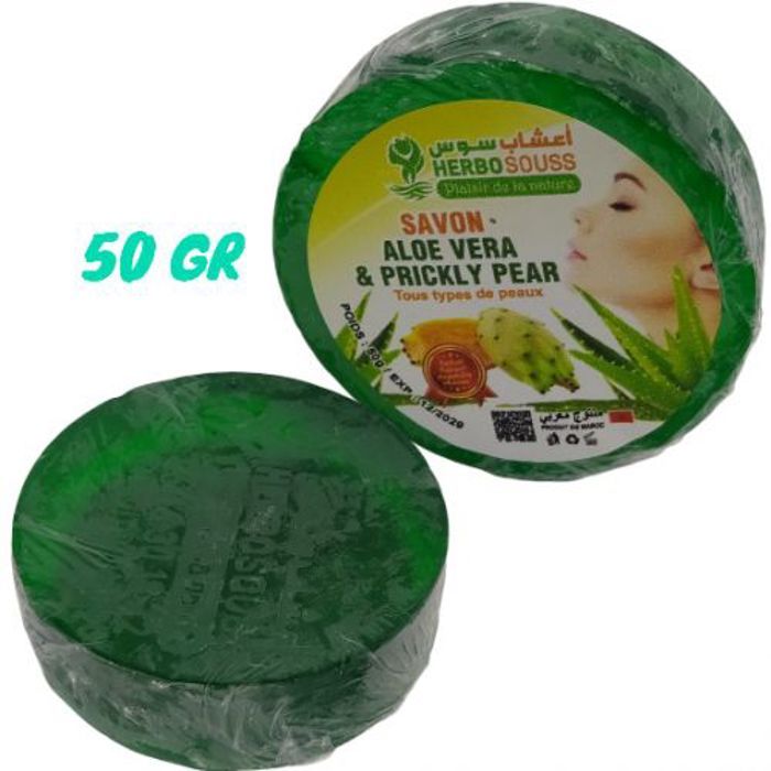 Savon - HERBO SOUSS - Aloe Vera - 50g - Hypoallergénique - Exfoliant doux