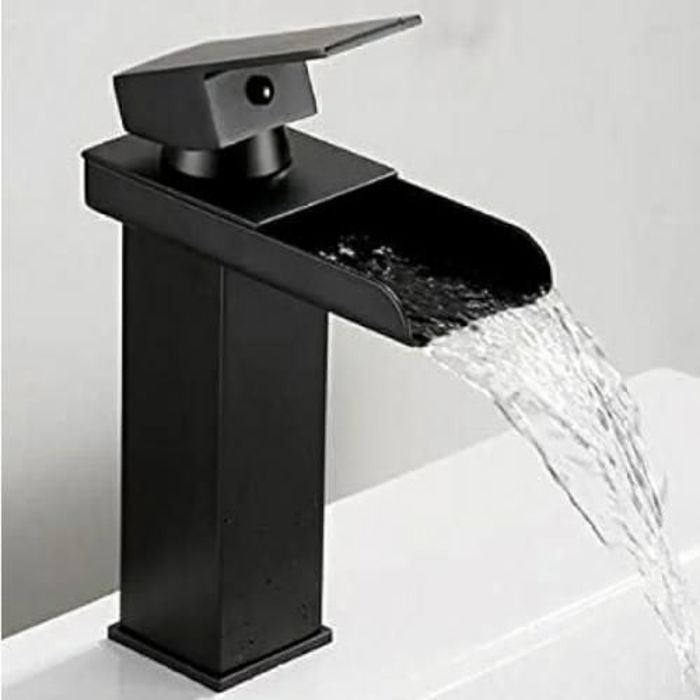 Mitigeur lavabo - Marque mondiale - Noir - Installation facile - Design moderne - Chrome