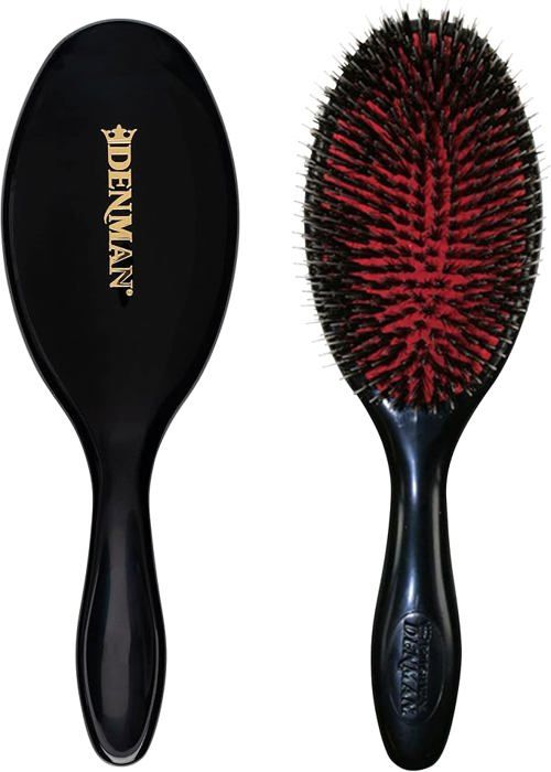 Brosse à cheveux - DENMAN - D81M BLACK - Poils naturels et nylon - Coussin pneumatique - Anti-frisottis