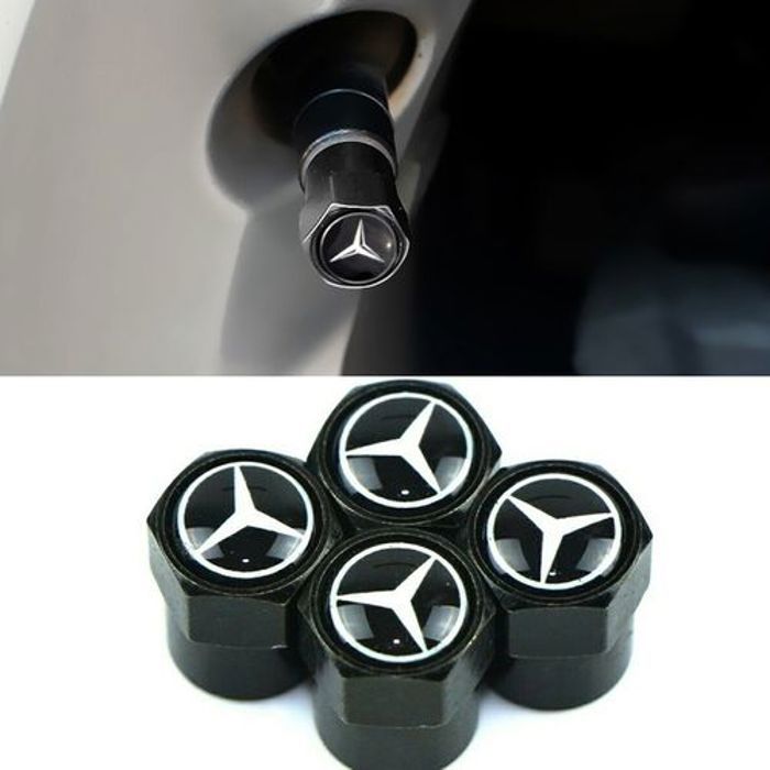 4 pièces Bouchon de valve logo Mercedes-Benz Noir