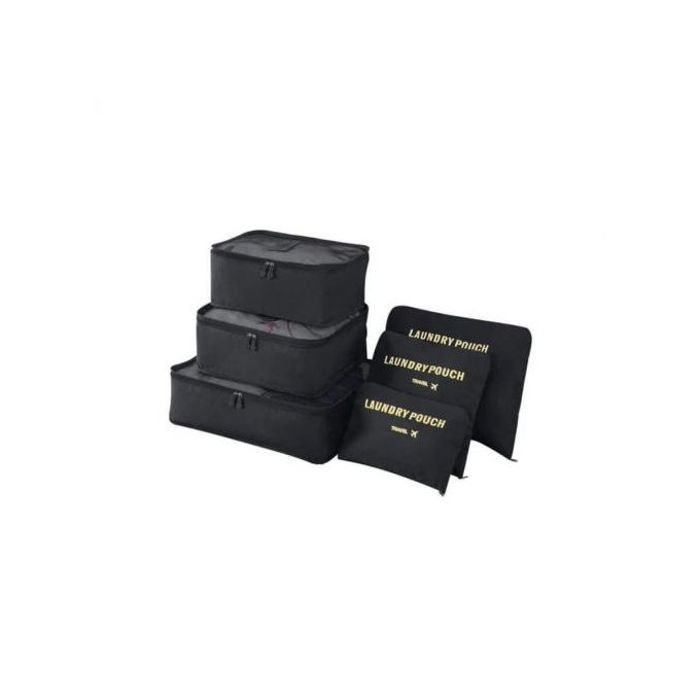 Ensemble 6 pièces d'organisateurs de voyage - Tissu Oxford Imperméable - Noir