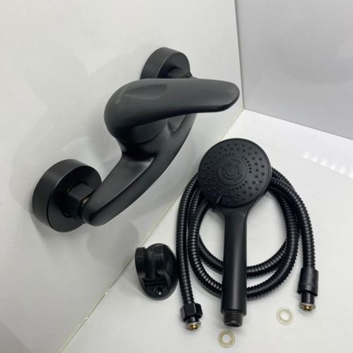 Mitigeur de Douche - Noir Mat - Laiton Massif - Fixation Murale - Entraxe 150mm - Limiteur de Débit
