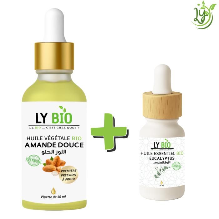 LYBIO PACK HUILE AMANDE DOUCE 50ML - PIPETTE + HUILE ESSENTIEL EUCALYPTUS 10ML
