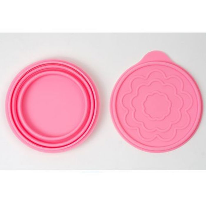 Boite de repas alimentaire pliable en silicone Ronde Rose