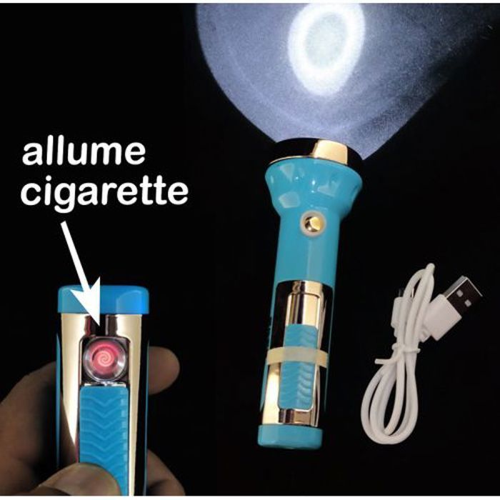 Lampe de poche à LED - Lampe torche rechargeable USB avec allume-cigare, Lampe camping