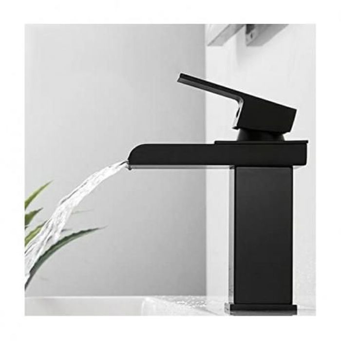 Robinet Lavabo Cascade, Mitigeur Salle de Bain, Robinetterie Grand Bec Carré en Laiton.