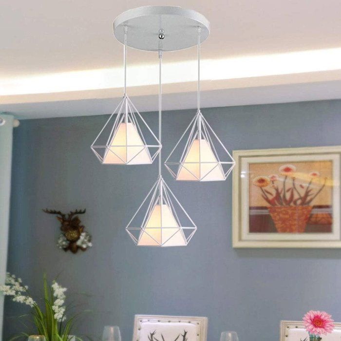 lustre suspendu 3en1 diamant blanc -E27-